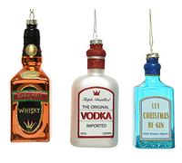 Decoris Decorazioni natalizie in vetro, 12 cm, 1 pezzo, bottiglie di grappa di Natale, Vodka Gin Whiskey- 1 pezzo