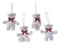 Decoris Decorazioni per albero di Natale, in plastica/velluto, 7 cm x 4 pezzi, set di orsacchiotti polari, infrangibili, colore: bianco