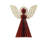 Decoris Grande angelo decorativo di carta rossa, 15,2 cm, decorazione natalizia con chiusura magnetica
