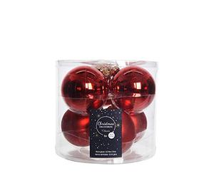 Decoris Palla di Natale in Vetro, Rosso di Natale, 8cm