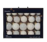 Decoris Palline di Natale in vetro, 5-7 cm, set da 21 pezzi, opache e lucide e trasparenti, per albero di Natale, in vetro Kerstbal, diametro 7 cm, colore bianco lana