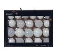 Decoris Palline di Natale in vetro, 5-7 cm, set da 21 pezzi, opache e lucide e trasparenti, per albero di Natale, in vetro Kerstbal, diametro 7 cm, colore bianco caldo