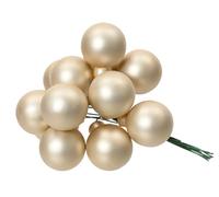 Decoris Palline di Natale su filo di vetro, 2 cm x 12 pezzi, con frutti di bosco a specchio, colore: champagne e avorio crema, beige
