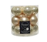 Decoris - Palline per albero di Natale in vetro, 4 cm x 18 pezzi, colore: perla (beige)
