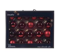 Decoris Palline per Albero di Natale Vetro 5-7 cm, 21 Pezzi, Rosso Scuro - Vinaccia - Bordeaux