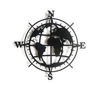 Decorizzly® Bussola geometrica, moderna decorazione da parete 3D in metallo, rosa dei venti e bussola in stile nautico, vela Marine Wanderlust, decorazione da parete 48 cm x 50 cm (bussola Globe)