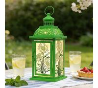 DECORKEY Decorazioni primaverili per la casa, lanterna decorativa verde margherita da 36,6 cm con luci a LED da 154,9 cm (senza batteria), per decorazioni domestiche ed esterne, portacandele in