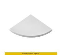 Decorlegno Set 5 Mensole in Truciolare ad Angolo Ecopan 50x50x1.8 Bianca 437/23