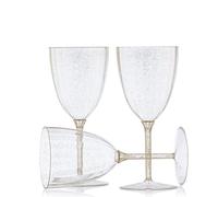 Decorline - 48 pezzi Bicchieri da vino Rigidi, Bicchieri a Calice in plastica Riutilizzabili - Set da 48 pezzi - per matrimoni o feste e celebrazioni - Scintillio d'oro