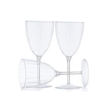 Decorline - 48 pezzi Bicchieri da vino Rigidi, Bicchieri a Calice in plastica Riutilizzabili - Set da 48 pezzi - per matrimoni o feste e celebrazioni - Trasparente