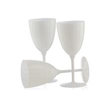Decorline - 48 pezzi Bicchieri da vino Rigidi, Bicchieri a Calice in plastica Riutilizzabili - Set da 48 pezzi - per matrimoni o feste e celebrazioni - Bianco