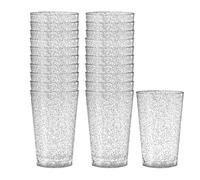 DECORLINE Bicchieri Set da 60 pezzi da 280 ml in plastica riutilizzabili | tazza di plastica | Bicchieri infrangibili, senza BPA Ideale per cocktail, acqua, vino rosso e bianco - Argento scintillante