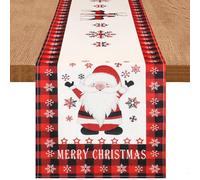 DecorMommt Runner Tavolo Da Rosso Centrotavola Natalizio 33x183cm, Centrotavola Natalizio, Runner Tavola Capodanno, per Decorazioni Natalizie Vacanze per Tavola (Tartan Renna Neve )