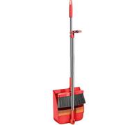 DECORN Broom And Dustpan Set for Home, Long Handle 180 Degree Rotating Broom, Paletta Verticale con Denti a Pettine per la Cucina della Stanza, l'ingresso dell'ufficio,Rosso