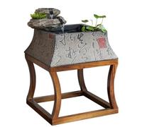 DECORN Fontana da Tavolo in Roccia con Supporto in Legno