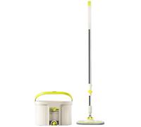 DECORN Mocio Rotante e Secchio con Set strizzatoio, Design a Doppio Scomparto per Acqua Pulita e Sporca, Testa Quadrata in Microfibra per la Pulizia di pareti in Marmo, Piastrelle in Legno Duro