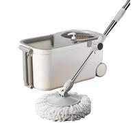 DECORN Mocio Rotante e Secchio con Set strizzatoio, Strumenti per la casa con 4 ricariche di Ricambio per testine per mocio, 2 Ruote per Pulizia Pavimenti Uso Domestico