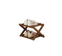 DECORN Scarpiera da Terra in bambù per Ingresso - Portaoggetti Pieghevole per Scarpe - Scarpiera Stretta per Piccoli Spazi, Ingresso, Corridoio, Armadio,Walnut Color-2-tier