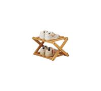 DECORN Scarpiera da Terra in bambù per Ingresso - Portaoggetti Pieghevole per Scarpe - Scarpiera Stretta per Piccoli Spazi, Ingresso, Corridoio, Armadio,Wood Color-2-tier