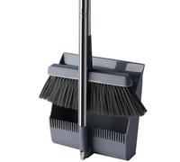 DECORN Set Combinato Scopa e Paletta per la casa, Paletta raccoglipolvere con Denti a Pettine incorporati, per la Cucina di casa, L'Ufficio, l'atrio, per l'uso in Posizione Verticale,Grigio