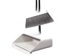 DECORN Set Combinato Scopa e Paletta, Scopa con Manico Lungo e Paletta con Denti autopulenti per Pulire automaticamente i Capelli, Adatto per Il Pavimento del corridoio della Domestica,Bianca