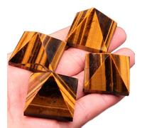 DECORN Set di 4 Pietre curative di Cristallo della Piramide dell'occhio di Tigre per Meditazione, Reiki, Bilanciamento dei Chakra e Griglia di Cristalli, 30-35 mm