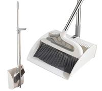 DECORN Set Scopa e Paletta per la Casa, Scopa angolare con setole morbide e Manico Lungo, Paletta per la Spazzatura da Terra con Denti a Pettine per Camera, Cucina, Ufficio e Ingresso