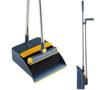 DECORN Set Scopa e Paletta, Scopa Girevole a 180 Gradi con Manico Lungo e Paletta Verticale con Denti a Pettine per spazzare Pavimenti all'aperto e all'Interno, Combinazione di spazzamento