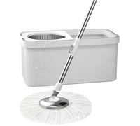 DECORN Set Scopa e Secchio Rotante per la casa - Mocio Rotante a 360° e cestello strizzatore Interno Rimovibile - 5 ricariche di testine di Ricambio in Microfibra per la Pulizia dei Pavimenti