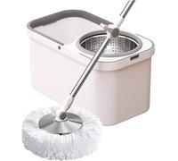 DECORN Set Secchiello per Scopa Rotante per la casa - Mocio con Rotazione 360 e Secchio con cestello Rotante paraspruzzi Rimovibile - Sistema di Pulizia Pavimenti per Legno Duro,6 Mop Heads