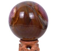 DECORN Sfera di Cristallo di guarigione Naturale Sfera di Cristallo di Pietra Jasper Ocean con Supporto Perfetto per la Meditazione della divinazione e l'arredamento di Reiki,Diameter 2.8"