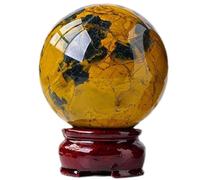 DECORN Sfera di Cristallo di Quarzo Pieta Giallo Naturale con Supporto Decorazioni per la casa figurina figurina figurina per figurina di gemella curativa,60~65mm