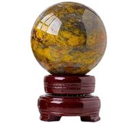 DECORN Sfera di Cristallo di Quarzo Pieta Giallo Naturale con Supporto Decorazioni per la casa figurina figurina figurina per figurina di gemella curativa,65~70mm
