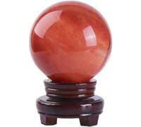 DECORN Sfera di Cristallo di Quarzo Rosso Trasparente con Supporto Figurina di Scultura della Sfera di gemella curativa per Reiki, Meditazione, divinazione, fengshui, Arredamento per la casa,70mm
