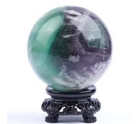 DECORN Sfera di Cristallo Fluorite di Piume Viola Verde Naturale con Supporto Sfera di Pietra preziosa curativa per fengshui, Meditazione, divinazione, Decorazione per la casa,50~60mm