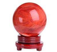 DECORN Sfera di Cristallo ossidiano Rosso con Supporto - Fusione di Un Campione di Sfera a Palla di Rubino Rossa Pietra preziosa per la Meditazione guarigione divinazione Decorazione,7.1"/18cm