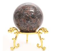 DECORN Sfera di Pietra Naturale Yooperlite - Scultura di figurina a Sfera di Cristallo curativo con Supporto - Decorazioni per la casa del Feng Shui Meditazione Energia Reiki,40~45mm