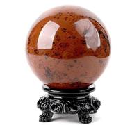DECORN Sfera di Sfera cristallina del Quarzo di guarigione Nera Rossa con Supporto Decorazioni per la casa figurina figurina figurina di Gemma Genuina Naturale,60mm