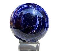 DECORN Sfere Naturali di Sfera di Cristallo Blu Sodalite con Supporto Cristalli di guarigione di Reiki Gemstone Ball per Fengshui Home Decorative, Divinazione, Meditation, Palm Stones,Diameter 3.1"