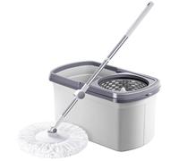 DECORN Sistema Spin Mop con 3 testine di Ricarica, Mocio Rotante e Secchio in Microfibra con Set strizzatoio per la casa, Pulizia dei Pavimenti in Legno Duro, Laminato, Piastrelle