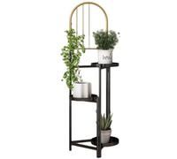 DECORN Supporto per Piante in Metallo a 3 Livelli per Interni ed Esterni per Piante Multiple, Espositore Pieghevole per Fiori Alti, per Verdure, Erbe, Fiori e Piante rampicanti,Black + Gold