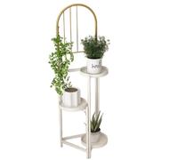 DECORN Supporto per Piante in Metallo a 3 Livelli per Interni ed Esterni per Piante Multiple, Espositore Pieghevole per Fiori Alti, per Verdure, Erbe, Fiori e Piante rampicanti,White + Gold