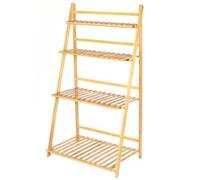 DECORN Supporto per Piante Pieghevole Portavaso da Fiori a Forma di Scala per più Piante Espositore in Legno per Soggiorno Interno, Balcone, Finestra, Giardino Esterno,Natural,4 Tiers 27.6"L