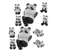 DECORNIJIA 10pezzi Mini Panda Statuette in Resina Che Si Illuminano Al Buio Modelli Animali Miniatura Decorazioni Giardino in Miniatura