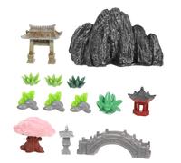 DECORNIJIA 13 Pezzi Miniature Landscape Rock Resin Statues Chinese Style Pavilion And Bridge Micro Sculpture For Zen Gardens Terrariums Desk Decor No Maintenance