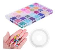 DECORNIJIA 1960 pezzi Perline Sciolte Colorate Perline Artigianali Fai da Te per Braccialetti e Collane Completo con Filo Elastico per Creazioni Personalizzate