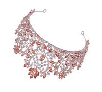 DECORNIJIA 1pezzi Coro Di Barocco Per Sposa Lega Vintage Con Strass Rosa Accessorio Elegante Per Matrimoni e Fotografie Per Cosplay e Performance