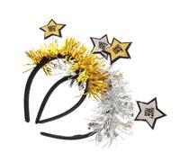 DECORNIJIA 2 Pezzi Cerchietti Capodanno Stella Cinque Punte Oro e Argento Accessori Natale per Festa Headdress Festivo per Adulti Decorazione Capelli per Vacanze Natalizie