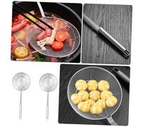 DECORNIJIA 2 pezzi Colini in Acciaio per Frittura e Noodles Schiumarola con Manico Lungo Antiscottatura per Fritti Verdure e Pasta Resistente e Facile da Usare in Cucina