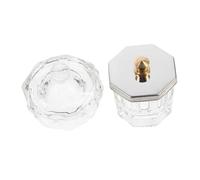 DECORNIJIA 2 pezzi Crystal Nail Art Cup in Vetro con Coperchio Ottagonale Vasetto Resistente per Liquido e Polvere Strumento Manicure Professionale per Naturali e Finte